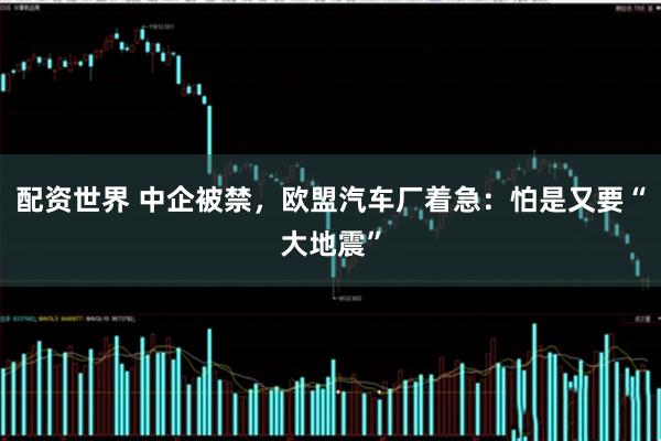 配资世界 中企被禁，欧盟汽车厂着急：怕是又要“大地震”